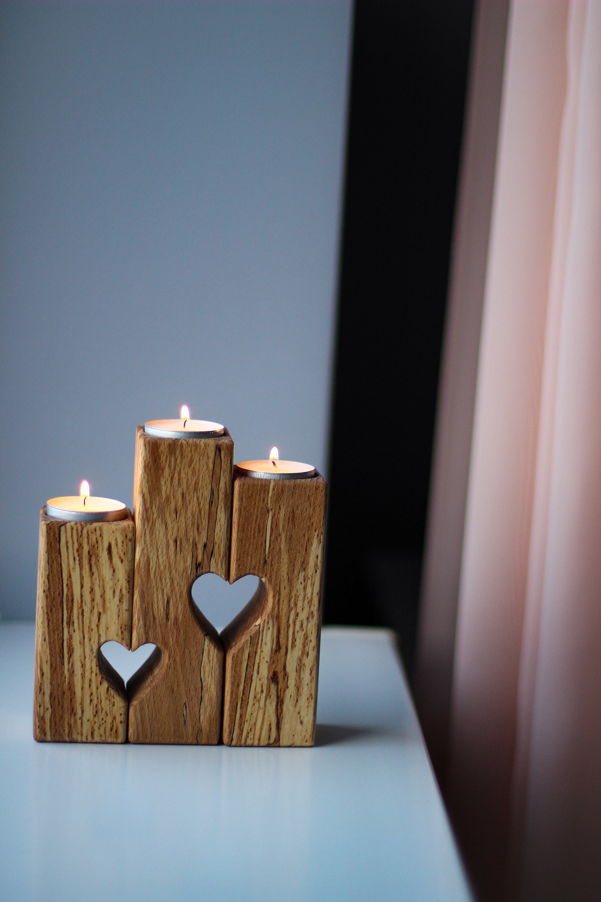 Grand Bougeoir Coeur En Bois, Déco Rustique, D'occasion