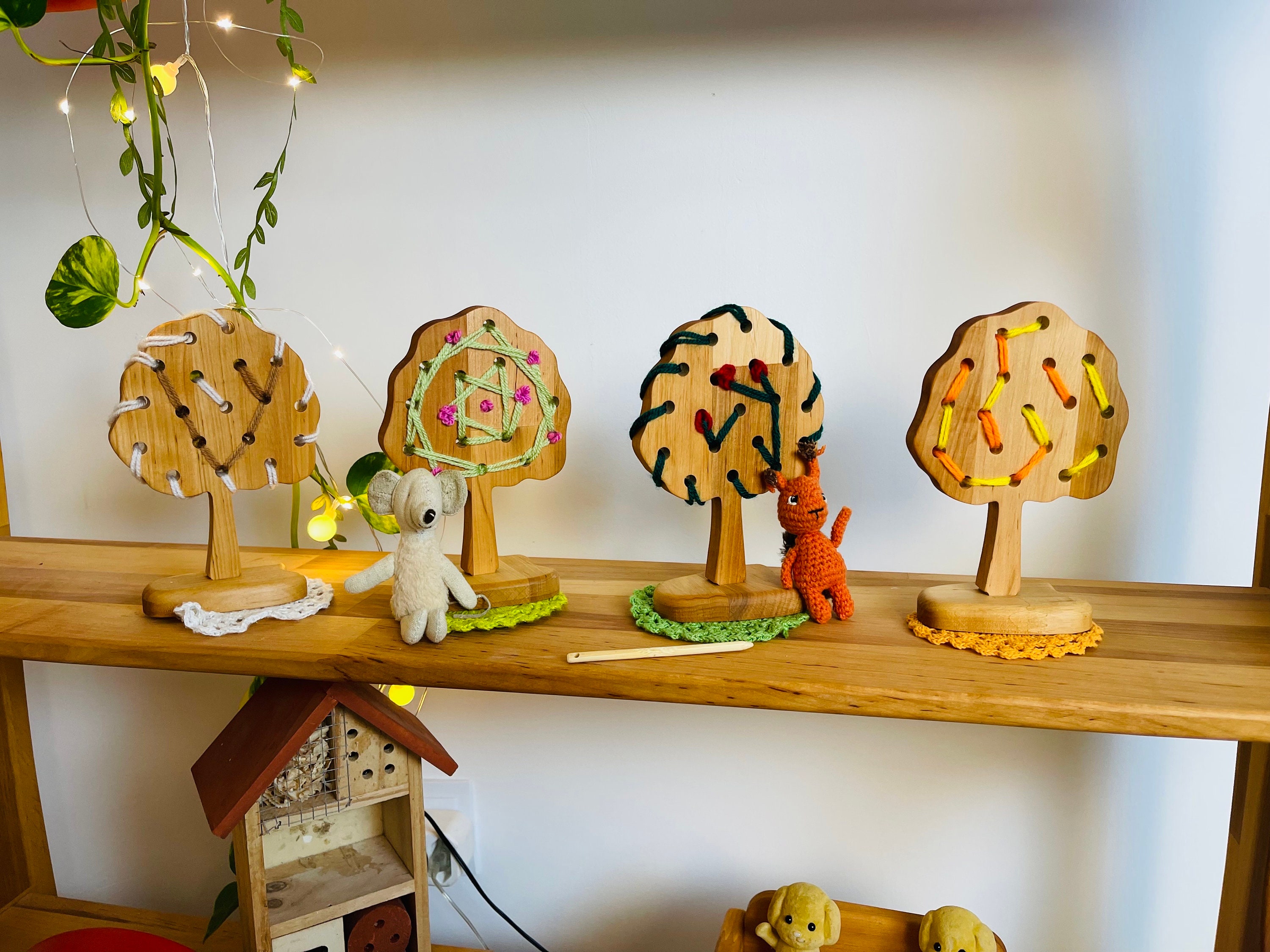 Holz Schnür Spielzeug Wald Natural Set Weihnachtsbaum Kinder Geburtstag Geschenk Kleinkind Aktivität Wald Waldorf Baum Spielset Montessori