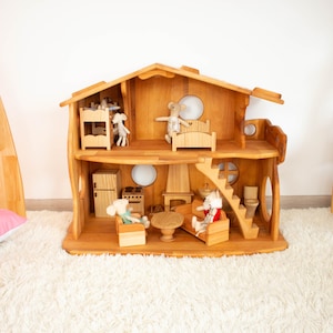 Maileg Furniture Dollhouse with Fireplace 1:12 Scale 1st Birthday Chrismas kids gift Waldorf dollhouse Alder-Wood Fairy house Dollhouse kit image 4