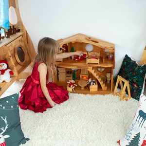 Maileg Furniture Dollhouse with Fireplace 1:12 Scale 1st Birthday Chrismas kids gift Waldorf dollhouse Alder-Wood Fairy house Dollhouse kit image 1