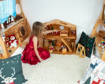 Maileg Furniture Dollhouse with Fireplace 1:12 Scale 1st Birthday Chrismas kids gift Waldorf dollhouse Alder-Wood Fairy house Dollhouse kit