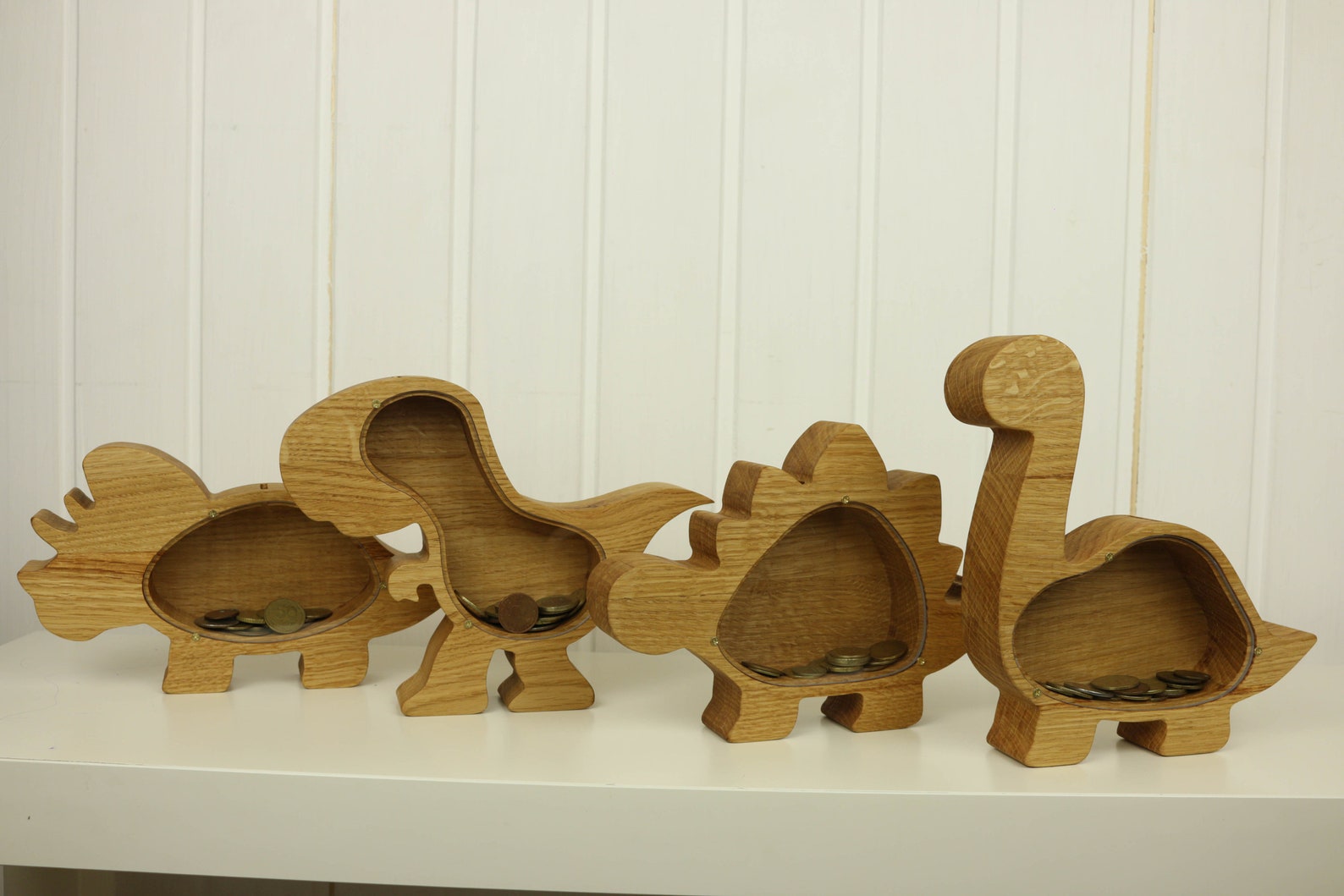 Wooden Piggy Bank Dinosaur Personalized Coin bank Money Etsy