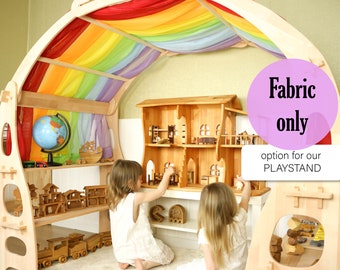 Rainbow fabric For Playstand Canopy Christmas Kids Gifts 1st Birthday Striped Scarf Waldorf Chiffon fabric for playhouse Montessori shelf