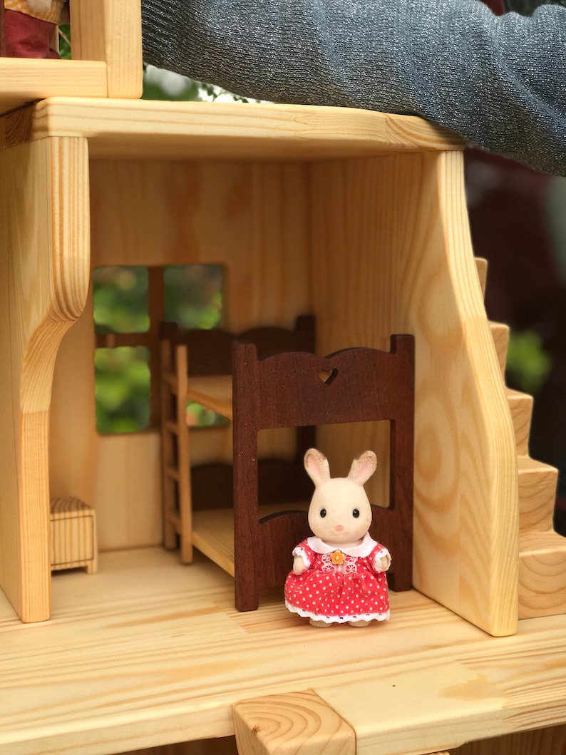 Twostory bed redwood dollhouse furniture 1/16 scale Etsy