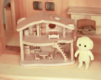 Houten 5-jarig jubileumcadeau Verjaardagscadeau voor kind Miniatuurpoppenhuis Microschaal Houten poppenhuis Schaal 1/144 Poppenhuis-souvenir