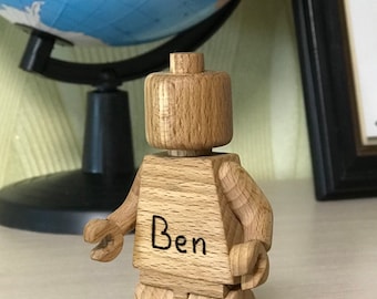 Wooden 5 year anniversary gift Christmas kids gift Magnetic wooden toy man 10cm Cake topper gift from daughter wife son Police officer gift