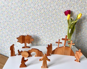 Easter display Lenten piece Easter Scene Easter nativity sets Story of Jesus Resurrection From The Tomb He is Risen Angel Calvary