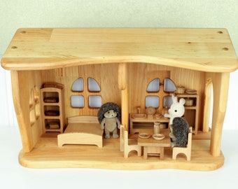 Regali per bambini Casa delle bambole Scala 1:24 Natale 1° compleanno Casa delle bambole Sylvanian in legno di ontano Personalizza Kit casa delle bambole Fata Montessori waldorf