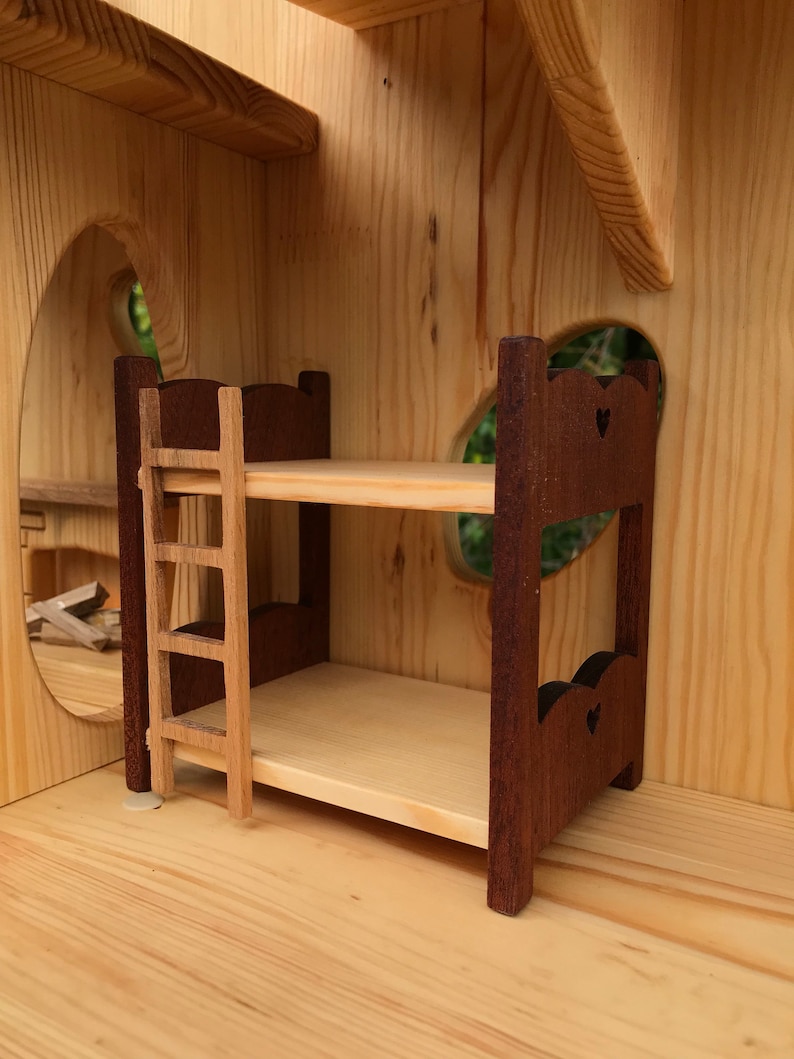 Twostory bed redwood dollhouse furniture 1/16 scale Etsy