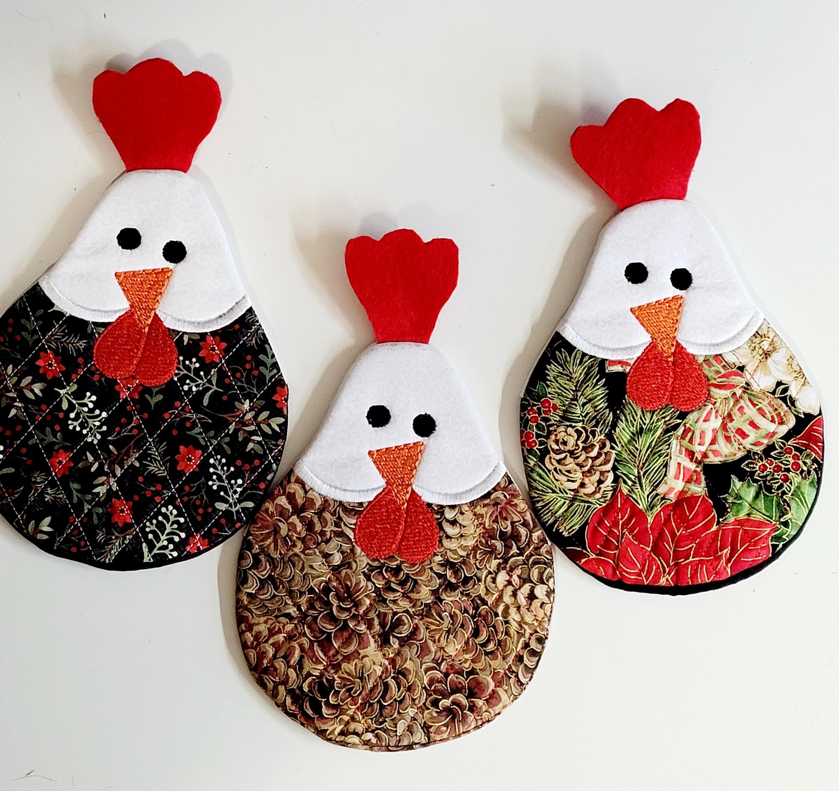 Christmas Chicken MUG RUG, Mug Mat, Coaster, Candle Mat, Chicken Shape ...
