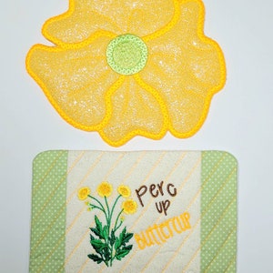 Buttercup MUG RUG,  Printed patterns, Mug Mat, Coaster, Candle Mat