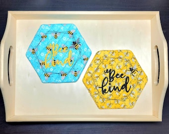 MUG RUG,  Bee Kind,  Bee Coaster, Drink Coaster, Mug Mat, Coaster, Drink Mat, Candle Mat