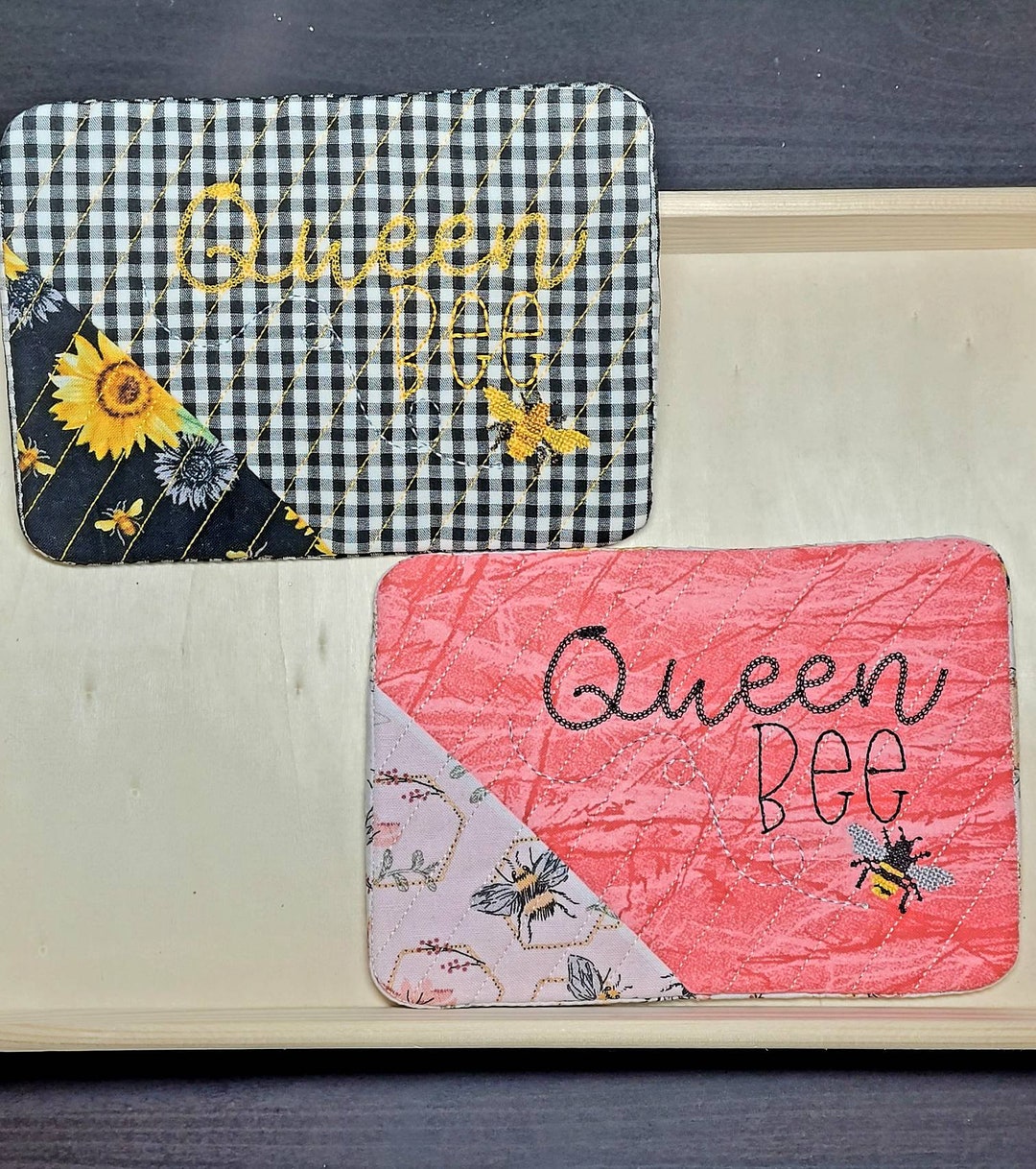 MUG RUG, Queen Bee, Bee Mug Rug, Mug Mat, Coaster, Drink Mat, Candle ...
