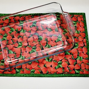 Strawberry Casserole Hot Pad, Quilted Trivet, XL Oversized Hot Pad