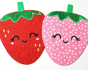 MUG RUG,  Strawberry, Mug Mat, Coaster, Drink Mat, Candle Mat