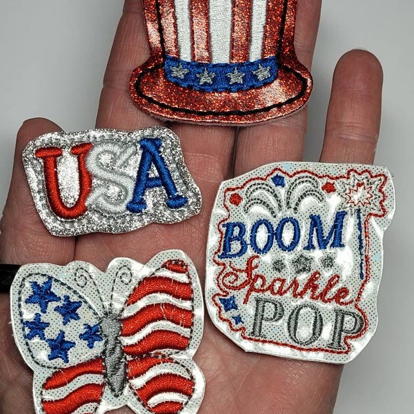 Patriotic felties, USA, Sparkle, Uncle Sam, Flag Feltie Pair