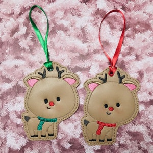 Ornament, Reindeer, Reindeer ornament,  Bobblehead Reindeer, Deer, Tree Ornament, Embroidery, Handmade Ornament