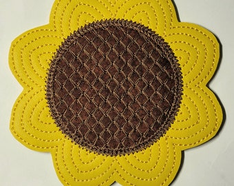 Sunflower Coaster/ Mug Rug/ Plant Mat/ Candle Mat