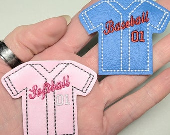 Baseball or Softball Jersey, Feltie pair, custom color jersey,  Badge Reel,  Simple feltie, Bow Center,  Cup Cozie, Hair Clips