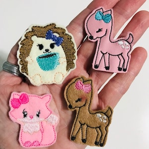 Hedgehog, Deer, Fox, Coffee Hedgehog Feltie PAIR
