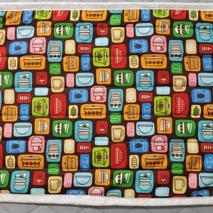 Vintage Dishes Casserole Hot Pad, Quilted Trivet, XL Oversized Hot Pad