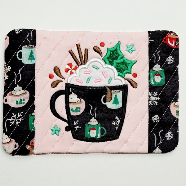 Hot Cocoa  MUG RUG, Coaster, Candle Mat, Cocoa Mug