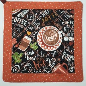 Quilted Pot Holder Pair or Single, Fall Theme, Pumpkin Spice
