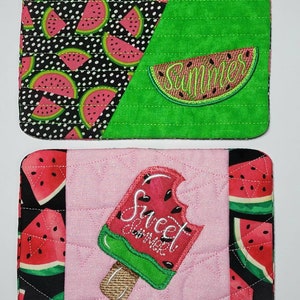 Watermelon MUG RUG, Mug Mat, Coaster, Candle Mat, Summer, Popsicle