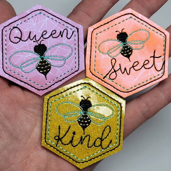 Bee Sayings Feltie Pair - Bee Kind, Bee Sweet, Queen Bee