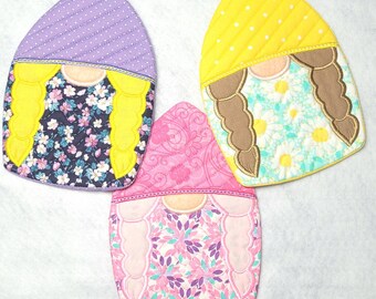 Girl  Gnome MUG RUG, Mug Mat, Coaster, Candle Mat, Spring Mug Rug