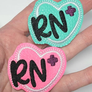 RN Heart Feltie Pairs- Pair of NURSE theme felties, Medical Felties
