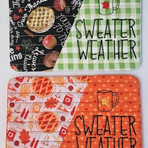 Sweater Weather MUG RUG, Coaster, Mug Mat, Candle Mat