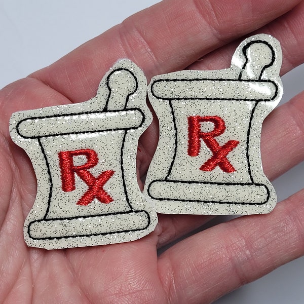 Pharmacy feltie pair, PERFECT for Badge Reel,  Cup Cozie, Medical