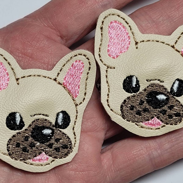 Feltie Dog Pair, Frenchie,  French Bully, PERFECT for Badge Reel,  Simple feltie, Bow Center,  Clips, Cup Cozie, Embellishment