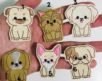 Dog Feltie Pair, Dog lover,   For Badge Reel,  Simple feltie, Bow Center,  Clips, Cup Cozie,