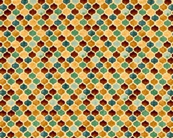 Remnant 3/4-Yard Arabesque Gold Tonal Geometric Yardage, Quilting Treasures, Cotton Fabric, Quilt Fabric