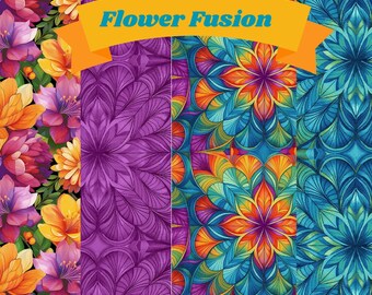 Flower Fusion Fabric Yardage, Crazy Marie, Studio E, Cotton Quilt Fabric