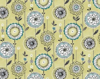 Art Nouveau Lime Flower Fabric Yardage, Michael Miller Fabrics, Cotton Quilt Fabric, Floral Fabric