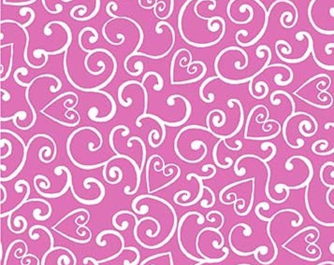 Carry A Tune Heart Swirl Berry Cotton Quilting Fabric, by Michael Miller, Heart Fabric