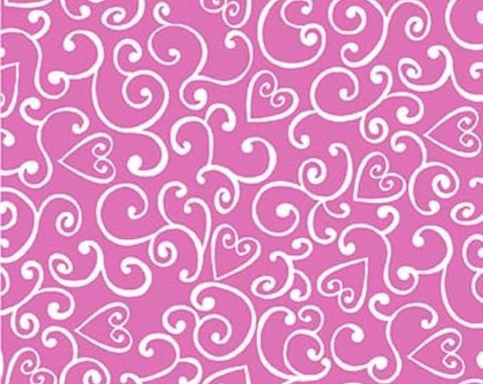 Carry A Tune Heart Swirl Berry Cotton Quilting Fabric, by Michael Miller, Heart Fabric