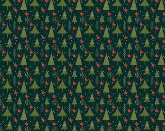 Christmas is in Town Trees Forest Fabric Yardage, Sandy Gervais, Riley Blake Designs, Cotton Quilt Fabric, Christmas Fabric