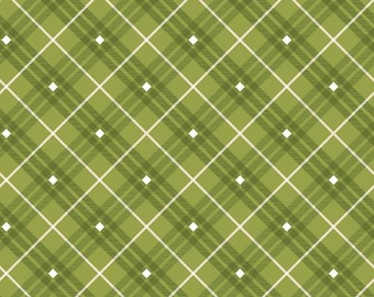 Bias Plaid Basics Green Plaid Fabric Yardage, Leanne Anderson, Henry Glass, Cotton Quilt Fabric
