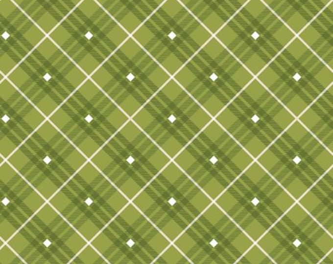 Bias Plaid Basics Green Plaid Fabric Yardage, Leanne Anderson, Henry Glass, Cotton Quilt Fabric