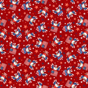 Gnome of the Brave Eagle Flag Toss Fabric Yardage, Shelly Comisky, Henry Glass, Cotton Quilt Fabric, Gnome Fabric