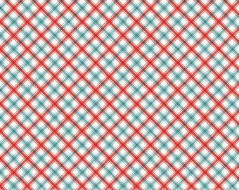 Roots of Love Ivory/Red Plaid Fabric Yardage, Lisa Audit Collection, Wilmington Prints, Cotton Quilt Fabric, Plaid Fabric