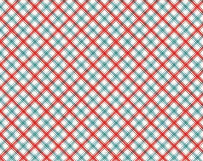 Roots of Love Ivory/Red Plaid Fabric Yardage, Lisa Audit Collection, Wilmington Prints, Cotton Quilt Fabric, Plaid Fabric