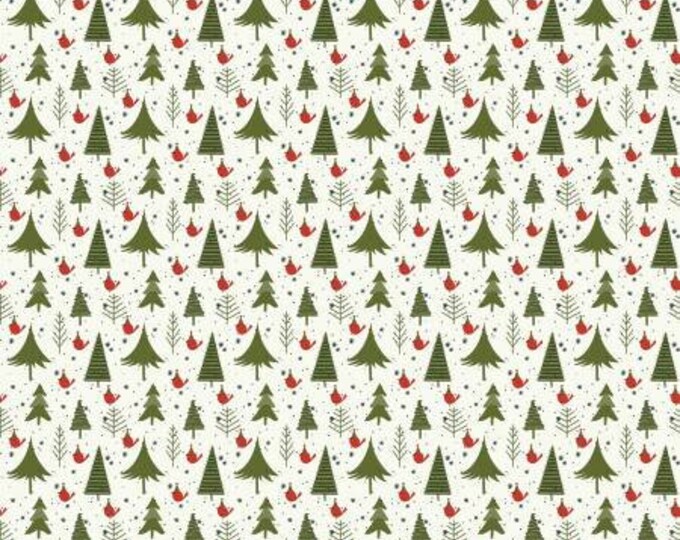 Christmas is in Town Trees Cream Fabric Yardage, Sandy Gervais, Riley Blake Designs, Cotton Quilt Fabric, Christmas Fabric