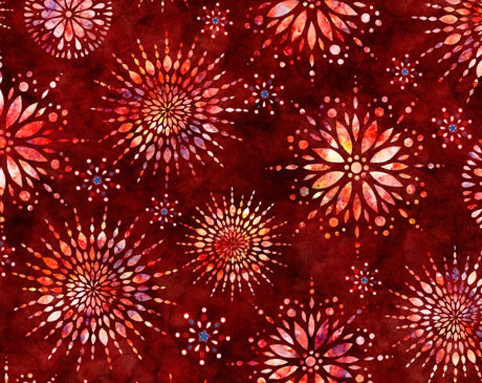 Liberty, Glory, Freedom Red Medallion Burst Fabric Yardage, Dan Morris, Quilting Treasures, Cotton Quilting Fabric, Patriotic Fabric