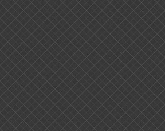 Essentials Basics Off Black Trellis Fabric Yardage, Cotton Quilting Fabric, Wilmington Prints