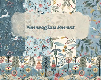 Norwegian Forest Fabric Yardage, Mary Jane Carey, Henry Glass, Cotton Quilt Fabric